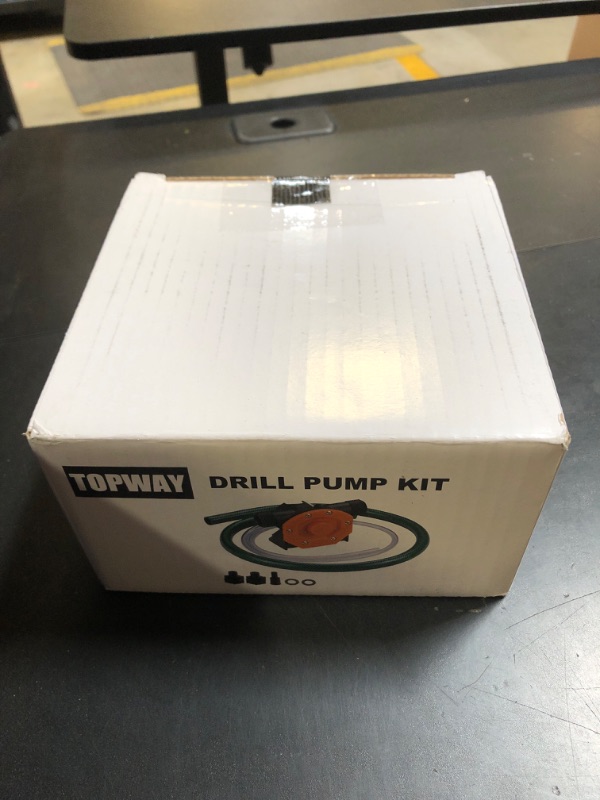 Photo 1 of TOPWAY Self Priming Water Drill Pump Attachment with Suction and Discharge Hose, Mini Hand Power Drill Pump for Water, Oil Transfer