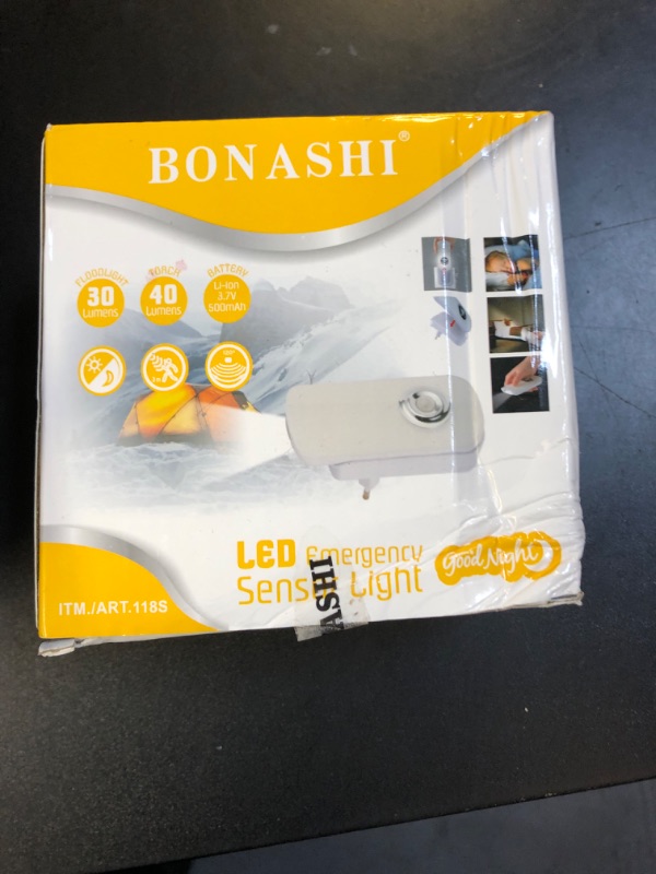 Photo 1 of Bonashi LED Motion Sensor Night Lights 3-in-1, Rechargeable Emergency Flashlight, Auto Sensing Wall Mount or Portable LED Torch - Blue