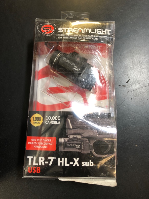 Photo 1 of Streamlight 69505 TLR-7 HL-X sub USB 1000-Lumen Rechargeable Rail-Mounted Weapon Light Designed Exclusively for Select 1913 Short Railed Subcompact Models, Includes Mounting Kit with Keys, Black