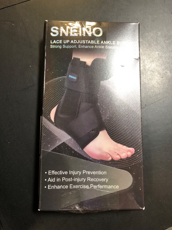 Photo 1 of SNEINO Ankle Brace for Women & Men - Ankle Brace for Sprained Ankle, Ankle Support Brace for Achilles, Tendon, Sprain, Injury Recovery, Lace up Ankle Brace for Running, Basketball, Volleyball (Medium)