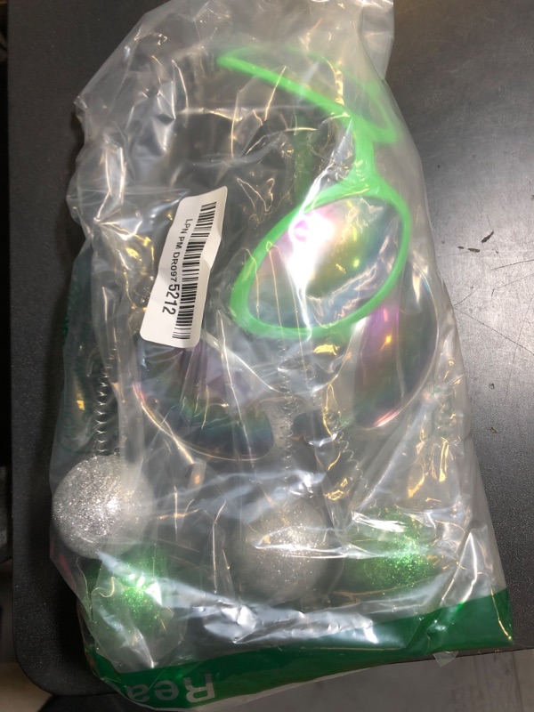 Photo 1 of Poptrend 2 Pairs Alien Headband and Glasses, Sunglasses, Glitter Green Silver Boppers Antenna Headband Set, Alien Costume Party Favors Accessories for Adults and Kids (green+silver)
