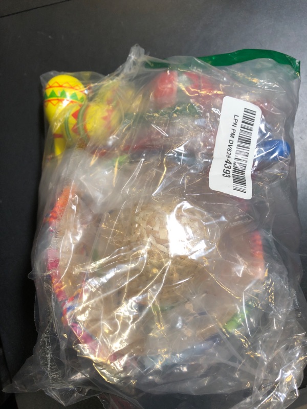 Photo 1 of 12 Pcs Colorful Wooden Maracas and 6 Pcs Mini Sombrero Hats - Mexican Fiesta Party Favors and Supplies for Carnivals