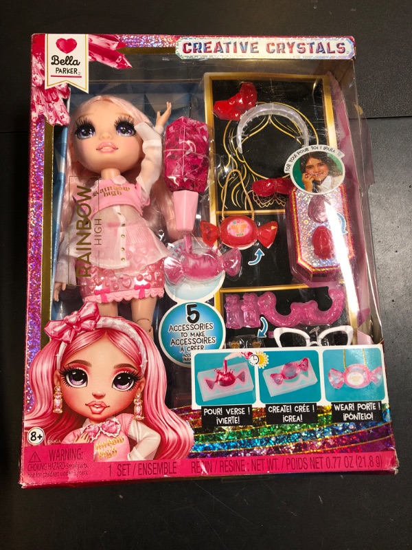 Photo 1 of Rainbow High Creative Crystals Bella - Pink 11” Fashion Doll with Crystal Accessory Make It Kit, Ring for You, DIY, Crafts, Resin Play, Kids Gift 8+