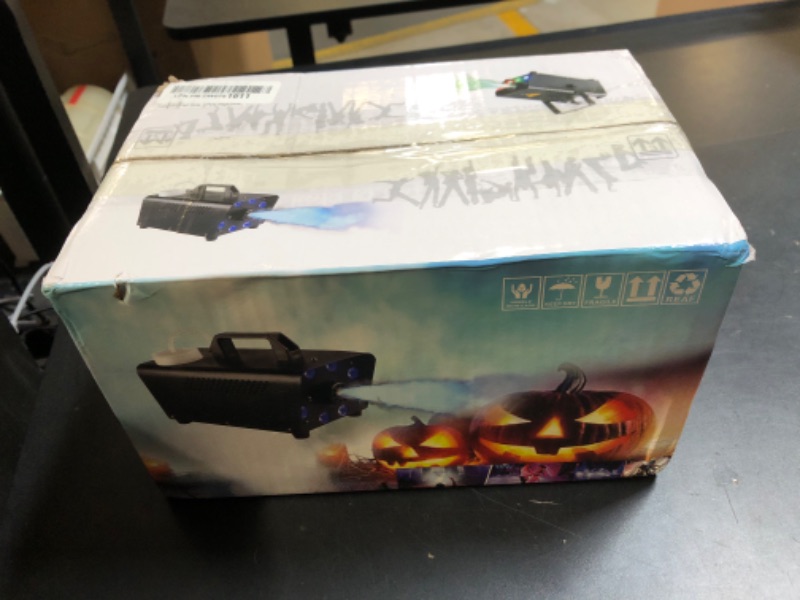Photo 1 of Upgraded Fog Machine, Mini Smoke Machine 2000CFM Fog Output 8 LED 13-colors Lights with Wireless Remote Support Timing, 500W Auto Spray Fogger for Christmas Halloween Party DJ Show Wedding Indoor Use