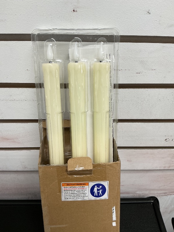 Photo 1 of Homemory Real Wax LED Flameless Taper Candles with Remote Timer, 9.6 Inches Ivory Fake Candlesticks, Dripless Battery Operated Window Candle with 3D Flickering Flame for Fireplace Xmas Halloween