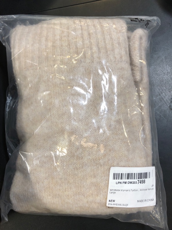 Photo 1 of WDIRARA Women's Turtleneck Cap Sleeve Sweater Vest Pullover Knitted Top Loose Oversized Knitwear Apricot Large