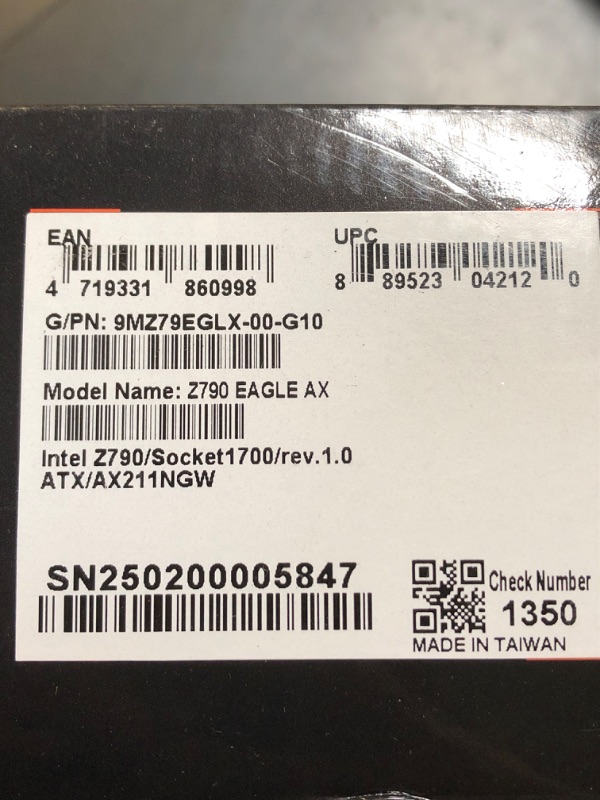 Photo 1 of GIGABYTE Z790 Eagle AX LGA 1700 Intel Z790 ATX Motherboard with DDR5, M.2, PCIe 5.0, USB 3.2 Gen2X2 Type-C, Intel Wi-Fi 6E, 2.5GbE LAN, Q-Flash Plus, EZ-Latch