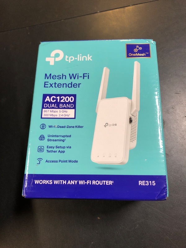 Photo 1 of TP-Link AC1200 WiFi Extender, 2024 Wirecutter Best WiFi Extender, 1.2Gbps home signal booster, Dual Band 5GHz/2.4GHz, Covers Up to 1500 Sq.ft and 30 Devices ,support Onemesh, One Ethernet Port (RE315)