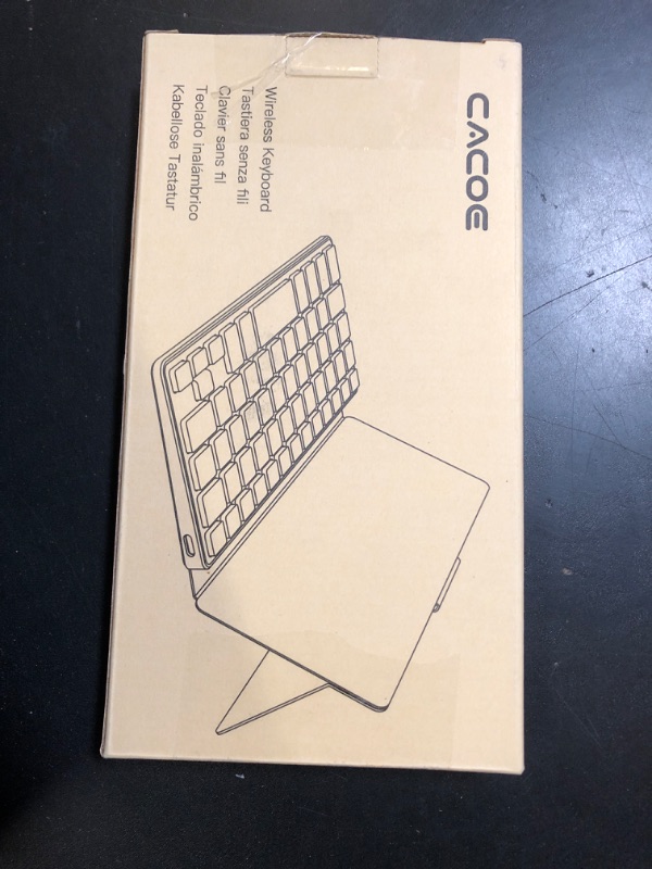 Photo 1 of CACOE Wireless Keyboard with Stand, Mini Keyboard for Cell Phone, Ultra-Slim Portable, Foldable, Dual-Channel QWERTY with Stand Holder for Smartphone and More iOS Android Windows, Black
