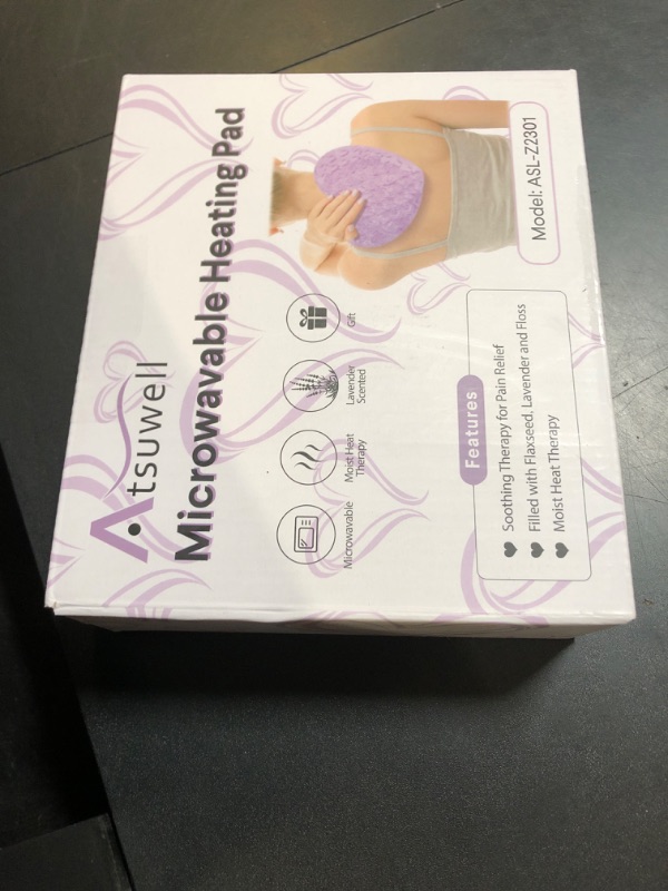 Photo 1 of Atsuwell Microwavable Heating Pad, Warm Compress Moist Heating Pack, Scented Lavender Throw Pillow and Flaxseed Fluffy Microwave Heat Pad for Joints, Neck, Back, Muscle, Purple