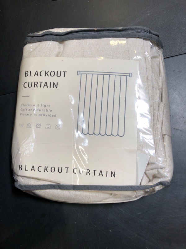 Photo 1 of 100% Blackout Shield Linen Blackout Curtains for Bedroom 84 Inches Long, Back Tab/Rod Pocket Living Room Drapes, Thermal Insulated Blackout Curtains 2 Panels Set, 50" W x 84" L, Cream