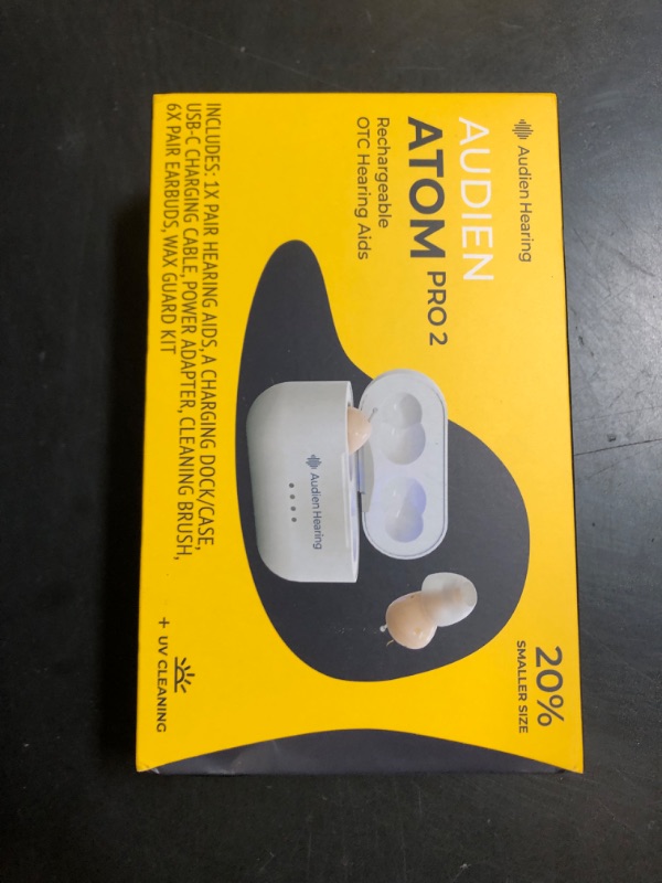 Photo 1 of Audien ATOM PRO 2 Wireless Rechargeable OTC Hearing Aid, Premium Comfort Design and Nearly Invisible