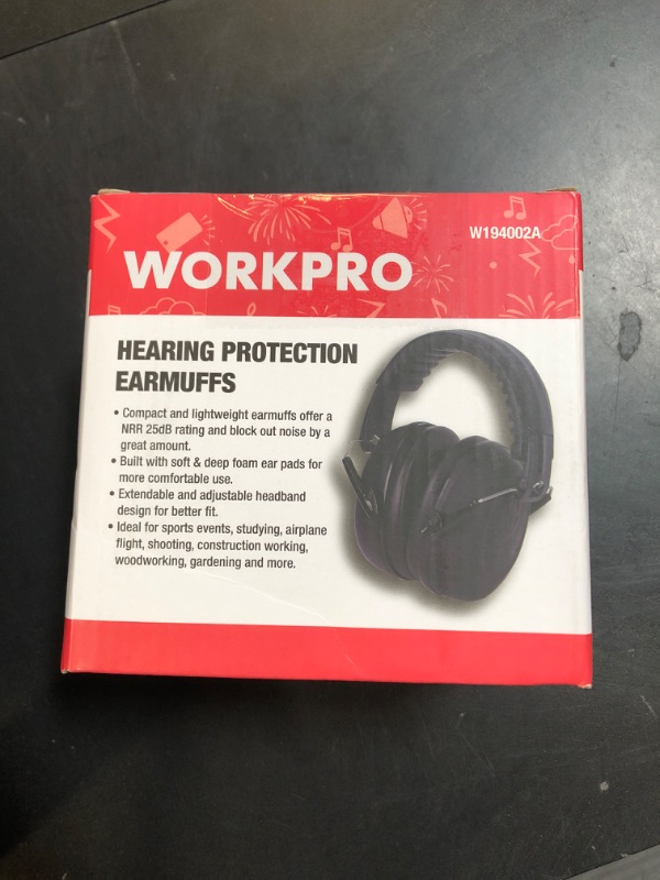 Photo 1 of WORKPRO Noise Cancelling Headphones for Kids, NRR 25dB Kids Ear Protection for Autism, Noise Reduction Safety Ear Muffs for Concentration Shooting Range DIY, Black