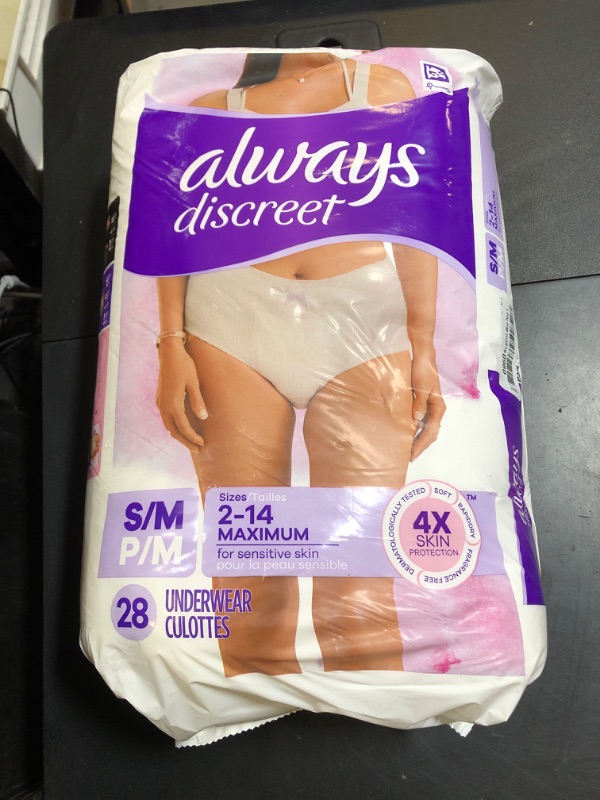 Photo 1 of Always Discreet Sensitive, Incontinence & Postpartum Underwear for Women, Maximum Plus Protection, Small/Medium, 28 Count