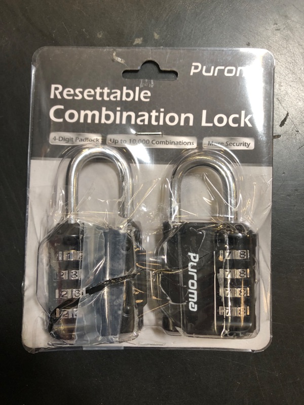 Photo 1 of Puroma 2 Pack Combination Lock for Locker 4 Digit Outdoor Waterproof Padlock for School, Gym, Sports, Fence, Toolbox, Gate, Case, Outdoor, Hasp Storage (Black)