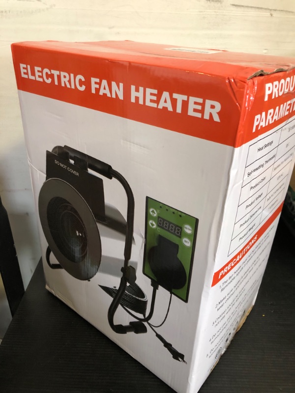 Photo 1 of Outdoor Patio Heater, 1200W Electric Heater for Garage with Thermostat, Overheat Protection, 3S Fast Heating, Small Fan Heaters with Long Cord