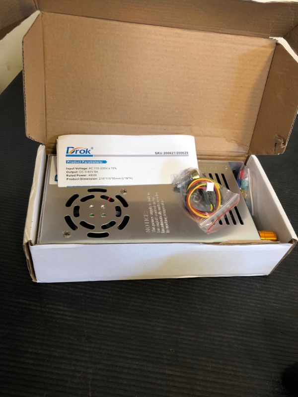 Photo 1 of DROK 48V Power Supply, AC 110V/220V to DC 0-48V 10A 480W Buck Converter, Adjustable Variable LED Adapter Regulated 5V 12V 24V 30V 36V 48V Volt Voltage Transformer 10A Amp Charger for Lab CCTV
