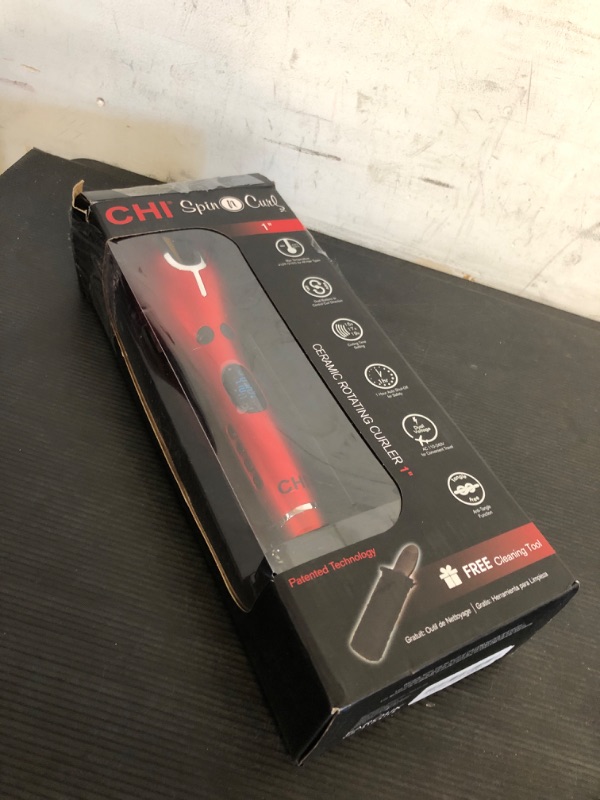Photo 1 of CHI Spin N Curl, Curling Iron For Healthy & Shiny Effortless Curls & Waves, Provides Preset Temperature Settings For Each Hair Texture, Ruby Red