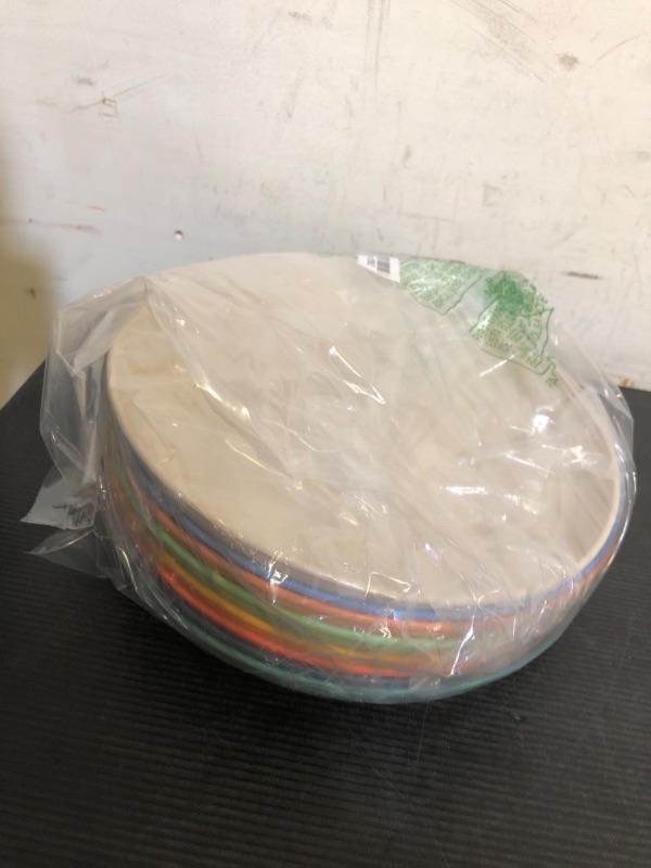 Photo 1 of HOTEC 10inch Unbreakable Deep Dinner Plates, Set of 8 Wheat Straw Plastic Plates Dishwasher Safe Kitchen Plates Dinnerware Multicolor