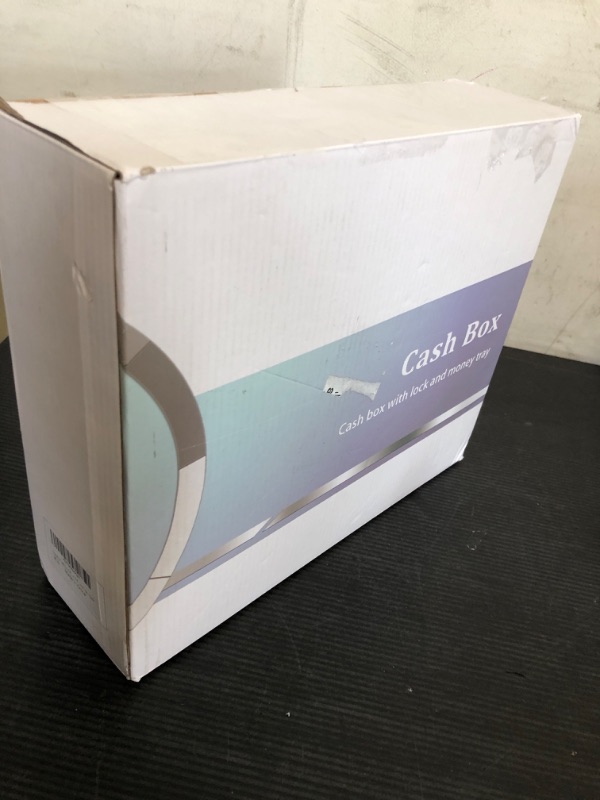 Photo 1 of Parrency Cash Box with Key Lock?Lock Box Safe Storage Security Locker with Security Cable,Durable Metal Cash Box with Money Tray?Black