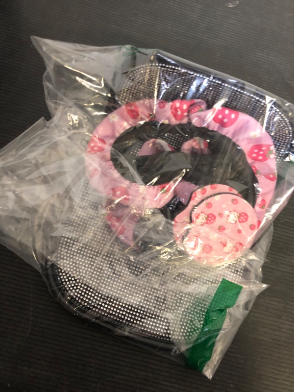 Photo 1 of Kitty Accessories Car, Strawberry Pink Hello Cat Wheel Cover, Y2K Car Accessories, Girly Steering Wheel Cover, Universal Fit 14.5-15 inch Auto SUV Vans Trucks, Anti-Slip and Sweat Absorption