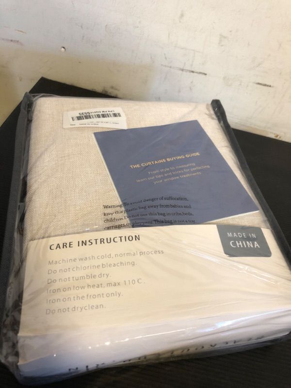 Photo 1 of 100% Blackout Shield Linen Blackout Curtains for Bedroom 84 Inches Long, Back Tab/Rod Pocket Living Room Drapes, Thermal Insulated Blackout Curtains 2 Panels Set, 50" W x 84" L, Cream