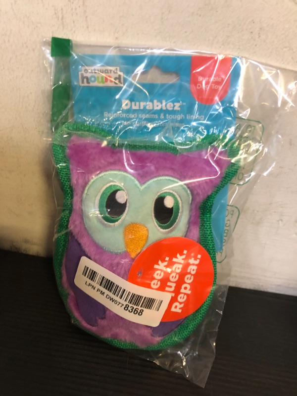 Photo 1 of Outward Hound Durablez Tough Plush Squeaky Dog Toy, Owl, Purple, XS