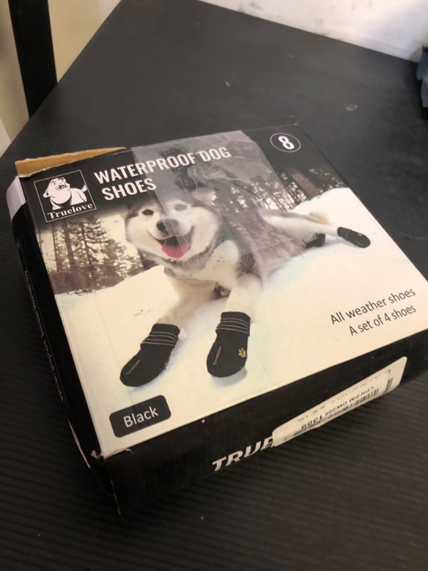 Photo 1 of Expawlorer Anti-Slip Dog Shoes Waterproof & Stain Resistant Dog Booties with Reflective Straps for Outdoor Hiking, Black, Size 8: 3.19"x3.03" (L*W) (Pack of 4)