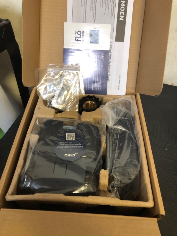 Photo 1 of Moen Flo Smart Water Monitor and Automatic Shutoff Sensor, Wi-Fi Connected Water Leak Detector for 1-Inch Diameter Pipe, 900-006