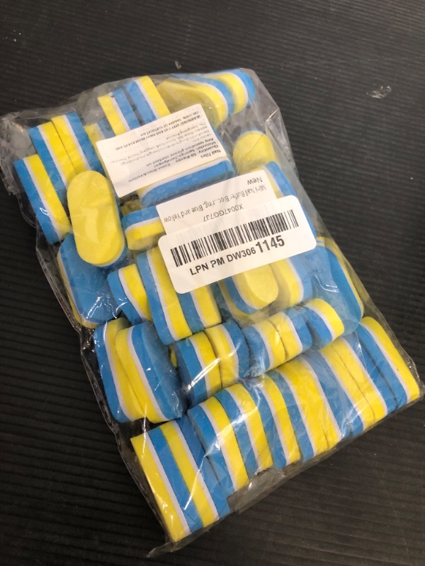 Photo 1 of Mini Nail Buffer Blocks 50 Pieces Double-Sided 100/180 Grit Mini Nail Files Portable Manicure Tools for Buffering, Blue and Yellow