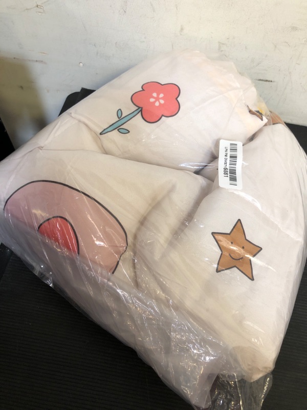 Photo 1 of Flysheep 4 Piece Colorful Beige Toddler Bedding Set Happy Animals Printed for Baby Boys and Girls - Includes Quilted Comforter, Flat Sheet, Fitted Sheet & Pillow Case, Soft & Comfortable Microfiber