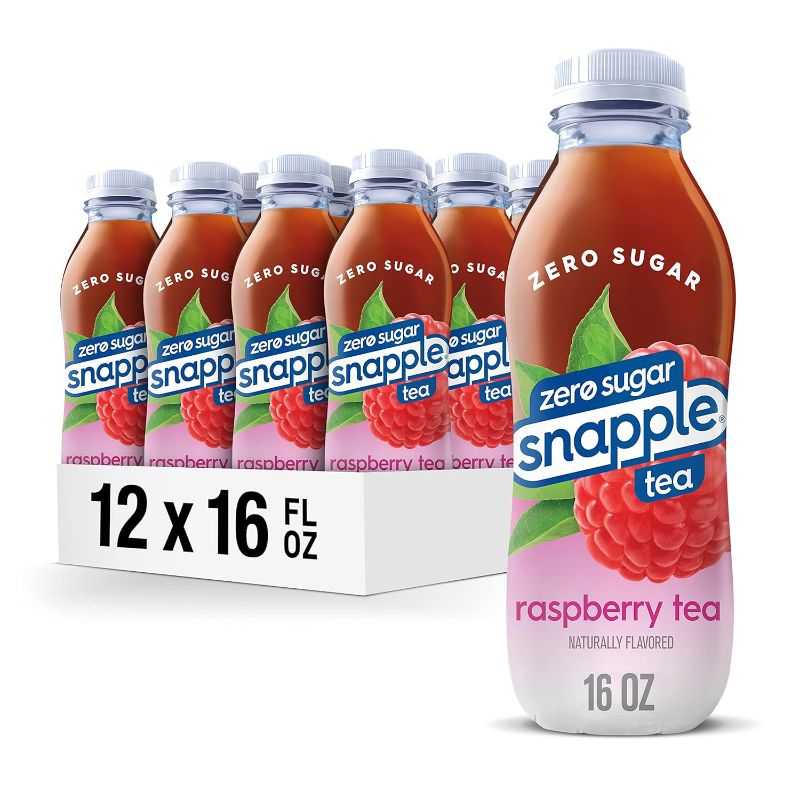 Photo 1 of Snapple Zero Sugar Raspberry Tea, 16 fl oz recycled plastic bottle, Pack of 12