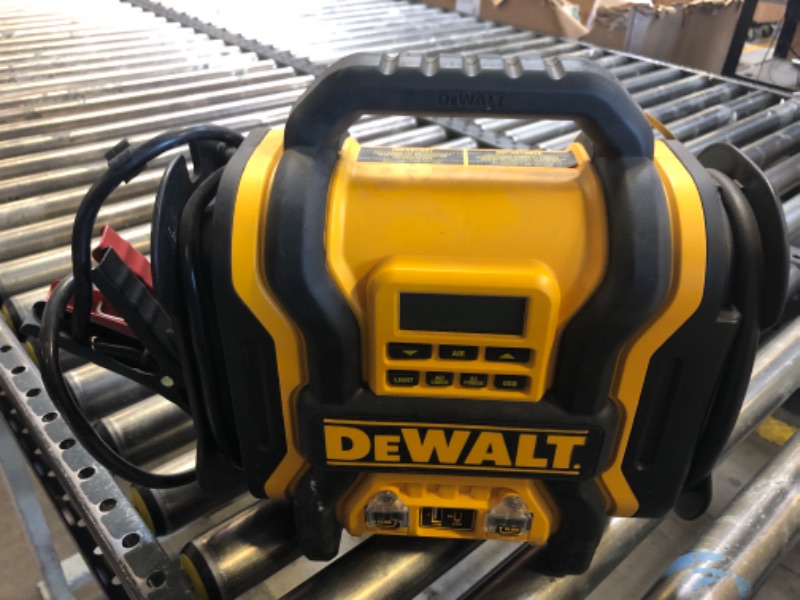 Photo 1 of DEWALT DXAEPS14-Type2 2000 Peak Battery Amp 12V Automotive Battery Booster Jump Starter/Power Station with 500 Watt AC Power Inverter, 120 PSI Digital Compressor, and 15W USBa Ports, 25W USBc Port