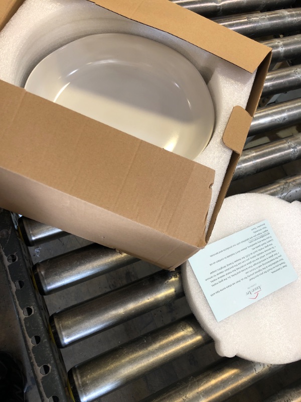 Photo 1 of AmorArc 9.75'' Ceramic Large Pasta Bowls, 38oz Stoneware Flat Serving Bowls Set of 4, Oven,Microwave&Dishwasher Safe Bowls with Wavy Rim for Fruit Pasta Salad Meal, Matte White