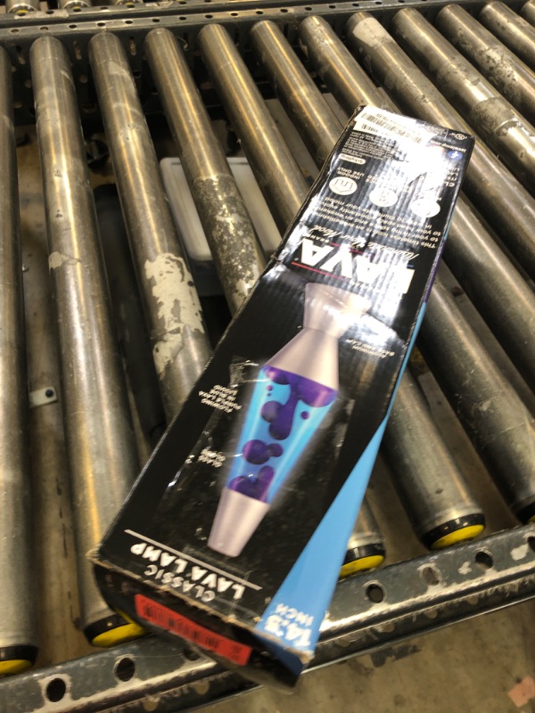 Photo 1 of 14.5-Inch Silver Base Lava Lamp with Purple Wax in Blue Liquid - 2118
