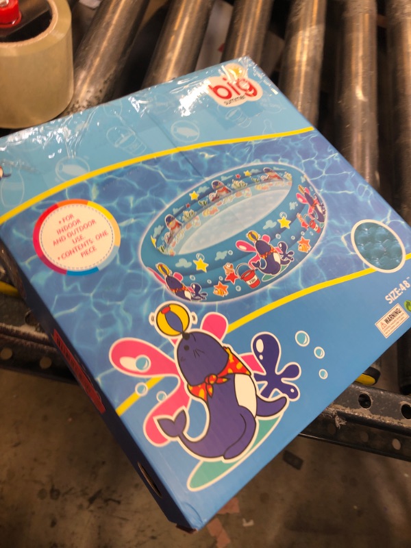 Photo 1 of 3 Rings Kiddie Pool for Toddler, 48”X12”?Kids Swimming Pool, Inflatable Baby Ball Pit Pool, Small Infant Pool (Blue)