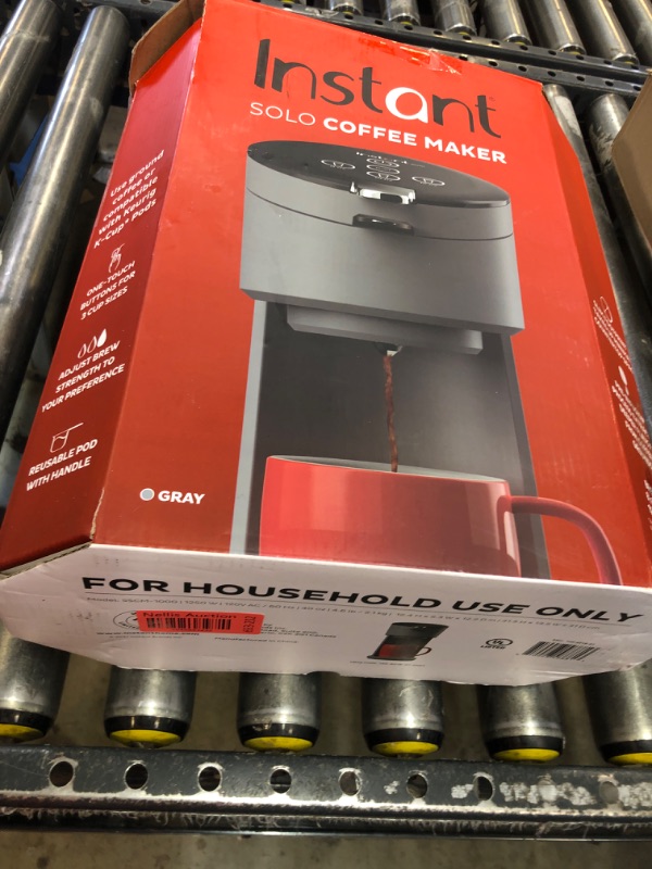 Photo 1 of Instant Pot Single Serve K-Cup Pod Compatible Coffee Maker with Reusable Pod & Bold Setting, 8-12oz, 40oz Reservoir, Grey