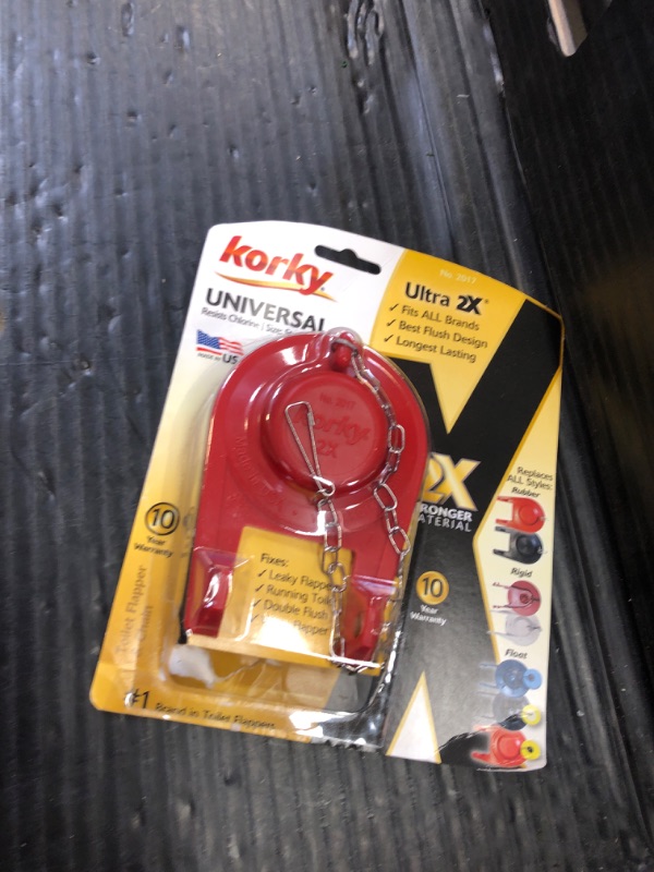 Photo 1 of Korky 2017BP Standard 2-Inch 2X Ultra High Performance Universal Long Lasting Rubber-Easy to Install-Made in USA Toilet Flapper, 1 Count (Pack of 1), Red
