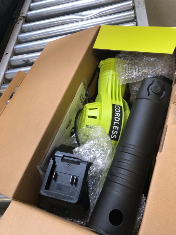 Photo 1 of Leaf Blower Cordless - 21V Powerful Electric Leaf Blower with 2 Batteries and Charger, 2 Speed Modes, 2.0Ah Lightweight Battery Powered Leaf Blowers for Lawn Care, Patio, Dust, Blowing Leaves