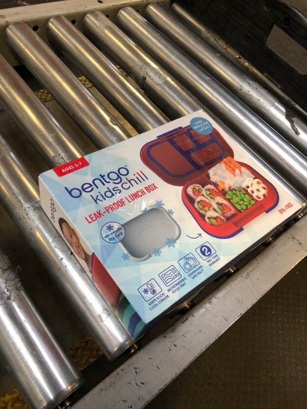 Photo 1 of Bentgo Kids Chill Leak-Proof Lunch Box - Included Reusable Ice Pack Keeps Food Cold; 4-Compartment Bento Lunch Container; Microwave/Dishwasher Safe; 2 Year Manufacturer's Warranty (Red/Royal)