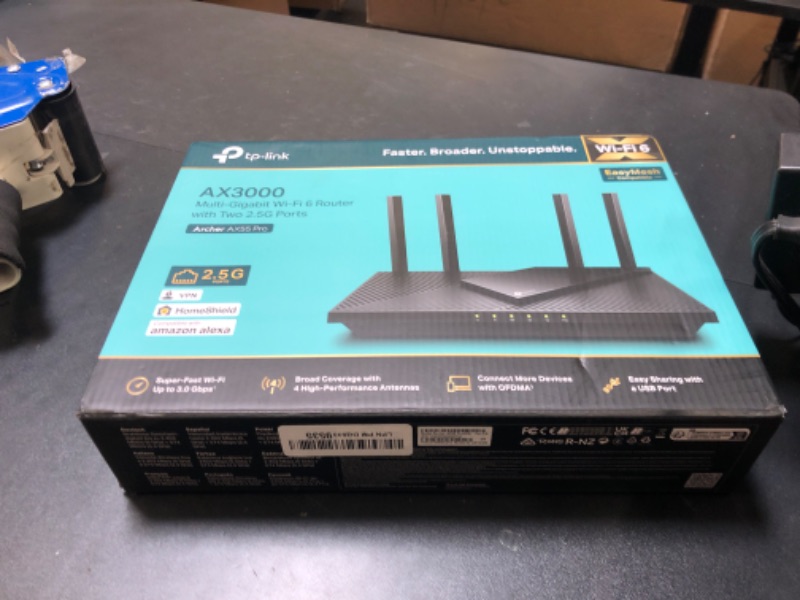 Photo 1 of TP-Link AX3000 WiFi 6 Router (Archer AX55 Pro) - Multi Gigabit Wireless Internet, 1 x 2.5 Gbps Port, Dual Band, VPN, OFDMA, MU-MIMO, USB Port, WPA3, Compatible With Alexa