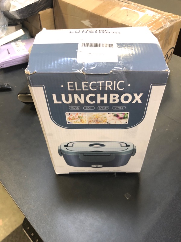 Photo 1 of Electric Lunch Box Food Heater, 60-80W Heated Lunch Box for Adults, 12V 24V 110V Portable Food Warmer LunchBox for Car Truck Work with 304 Stainless Steel Container, Driver Trucker White Elephant Gift