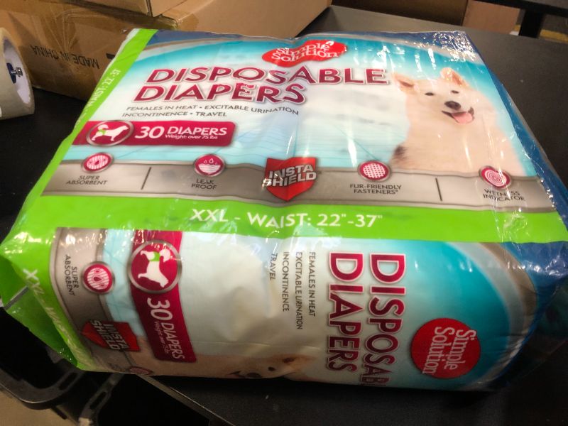 Photo 1 of Simple Solution Dog Diapers Female, Dog Diapers, Potty Training, Super Absorbent, Breathable, Wetness Indicator for Urination, 22-37 Inch Waist, (XXL, 30ct)