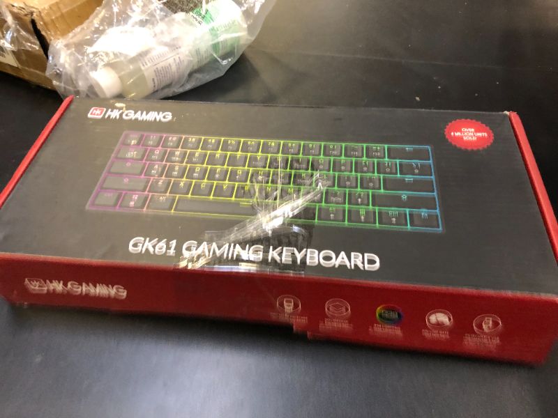 Photo 1 of HK GAMING GK61 Mechanical Gaming Keyboard 60 Percent | 61 RGB Rainbow LED Backlit Programmable Keys | USB Wired | for Mac and Windows PC | Hotswap Gateron Optical Red Switches | Black