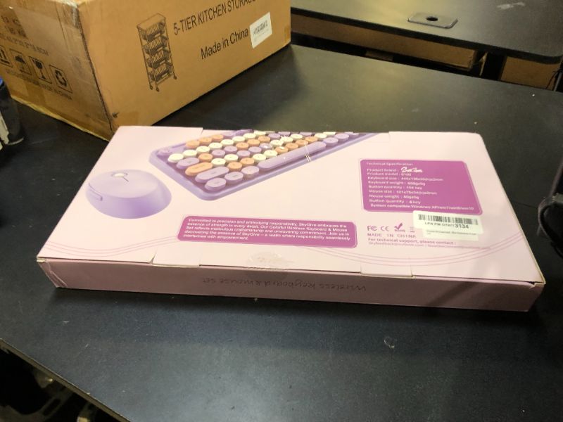 Photo 1 of SkyGive Wireless Keyboard and Mouse Combo, Ergonomic Full Size Typewriter Retro Round Keycaps Keyboard, Compatible with Windows, PC, Perfer for Home and Office Keyboards (Purple