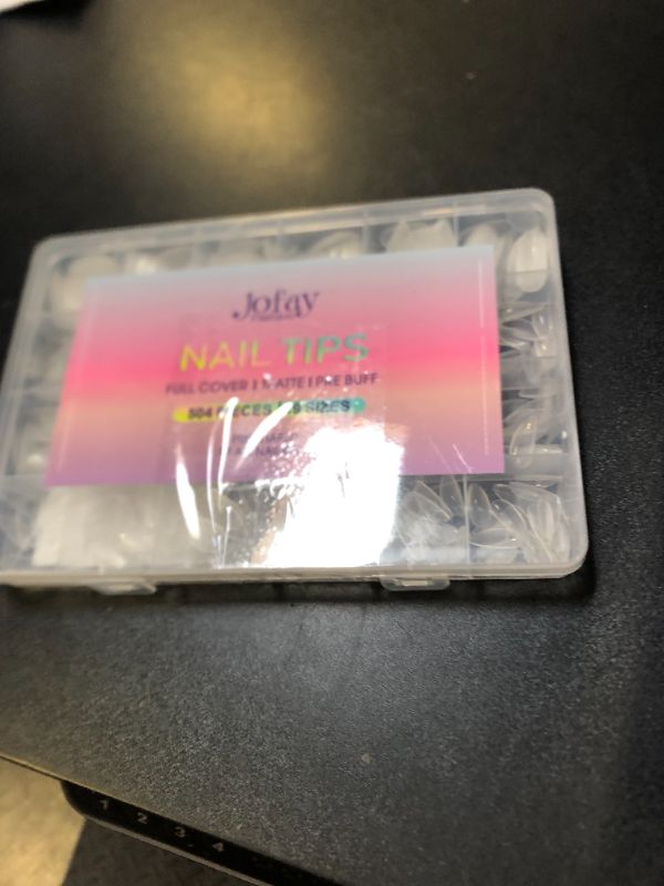 Photo 1 of Short Almond Nail Tips 504Pcs, Jofay Fashion Pre-shaped & Etched Acrylic Fake Nails Full Cover Almond Clear Gel Nail Tips Full Matte False Nails Press On Nails for Nail Extensions DIY Salon 19 Sizes