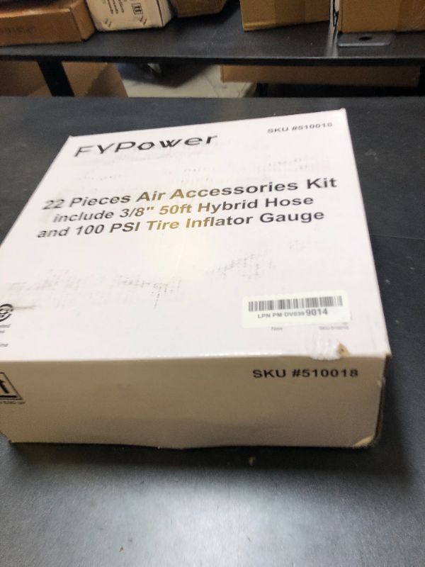 Photo 1 of FYPower 22 Pieces Air Compressor Accessories kit, 3/8 inch x 50 ft Hybrid Air Compressor Hose Kit, 1/4" NPT Quick Connect Air Fittings, Tire Inflator Gauge, Heavy Duty Blow Gun, Swivel Plugs