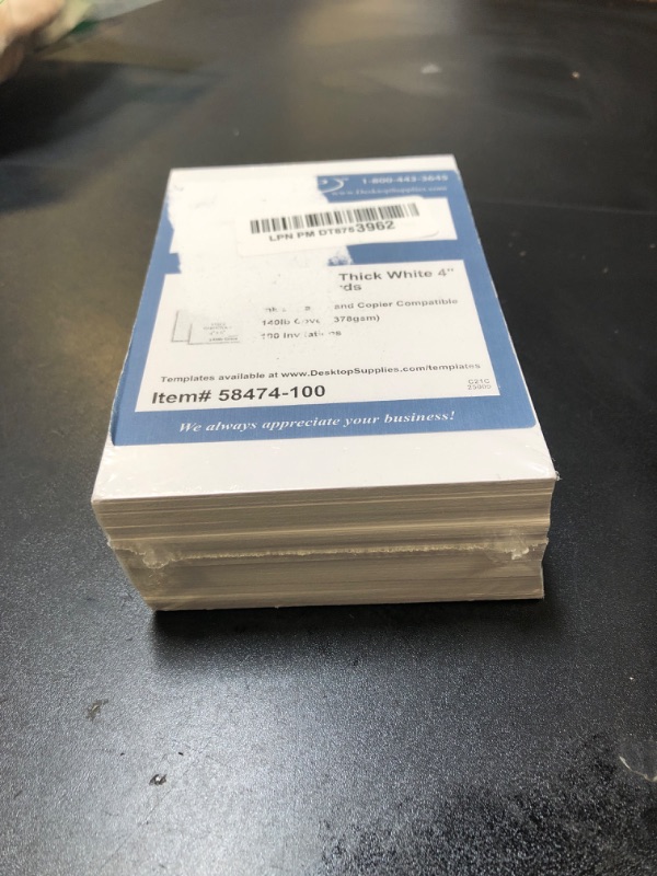 Photo 1 of Extra Heavy Duty 140lb Cover Cardstock - 4" x 6" Bright White - 379gsm 18pt Thick Paper - Index, Flash & Post Card Stock - 100 Sheets Pack