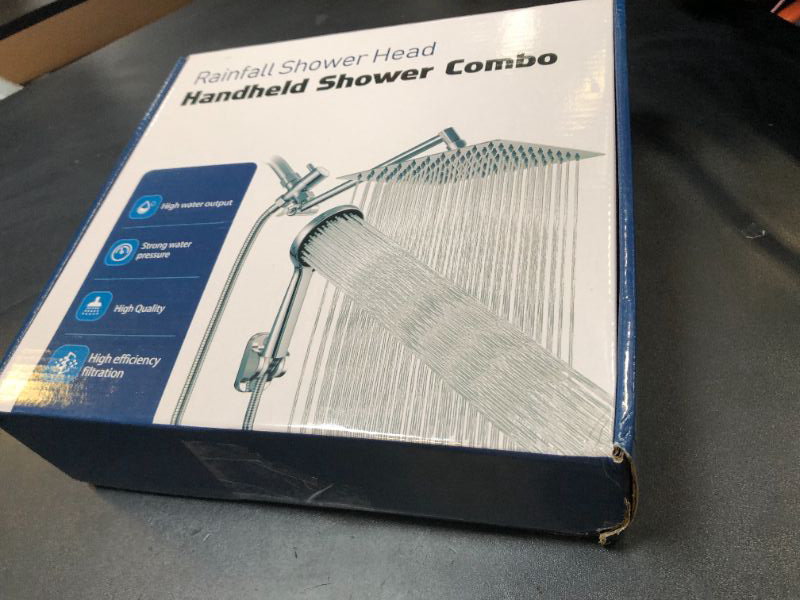 Photo 1 of 10 Inch Shower Head Combo, High Pressure Rain Shower Head with Handheld Spray, Adjustable Dual Rainfall Shower Head - Showerhead Comb Set with Extension Arm - 60 Inch Long Shower Hose?Silver?