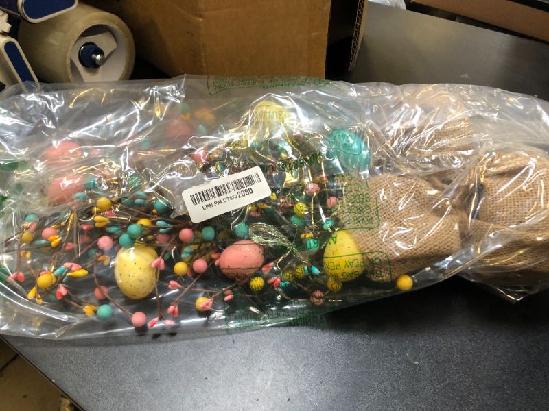 Photo 1 of 2 Pack & Timer - Easter Decorations, Easter Tree Tabletop with 20 Warm White Lights Battery Operated 19 Inch 8 Large Colorful Eggs 72 Colorful Berries Artificial Tree Easter Decor Spring Home Party